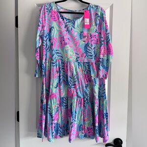 NWT - Lilly Pulitzer Geanna Swing Dress Porto Blue You've Been Spotted Size L